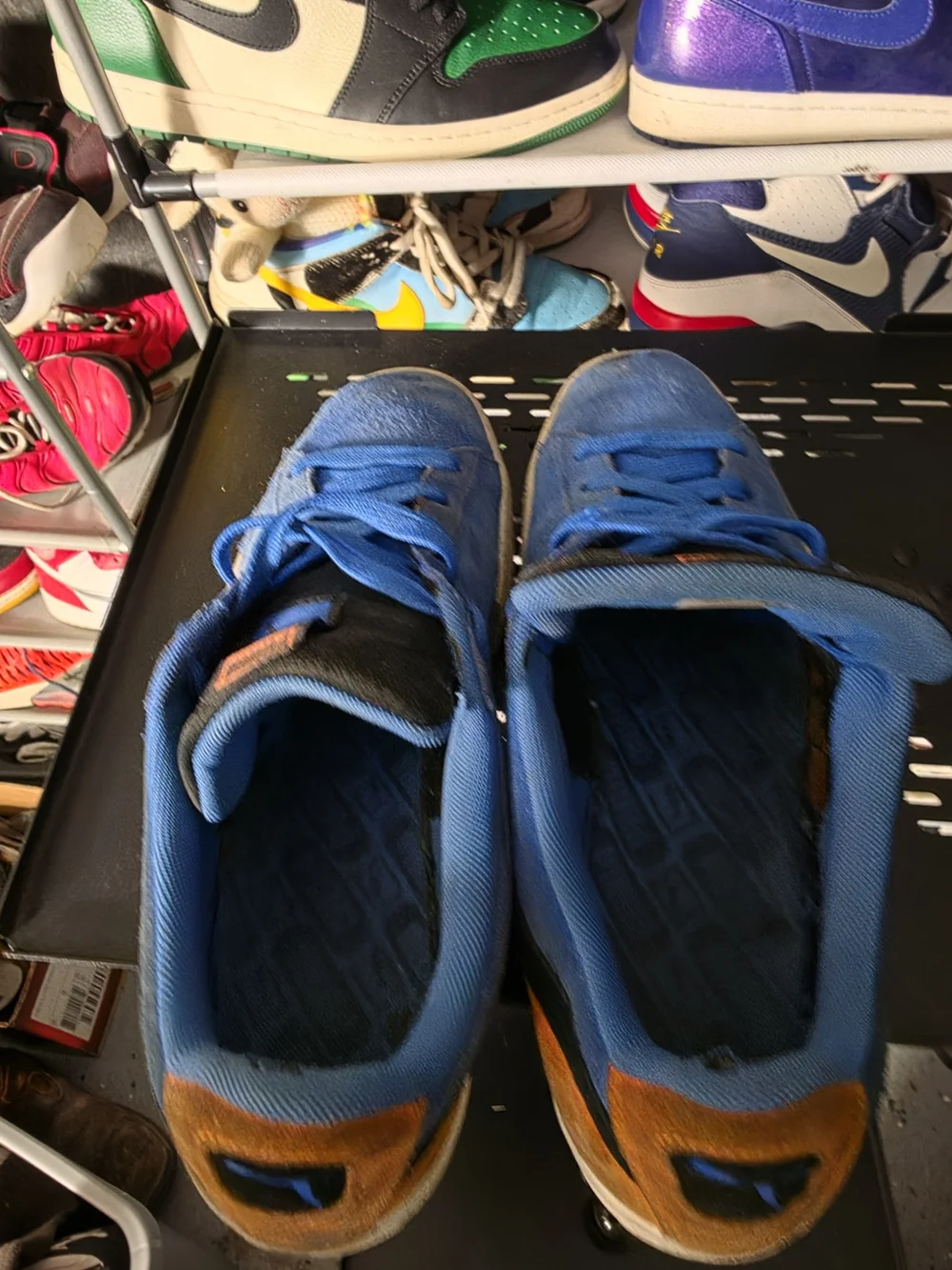 🔥 Puma Men Size 11.5 Blue Suede Athletic Sneakers Black Orange Accents